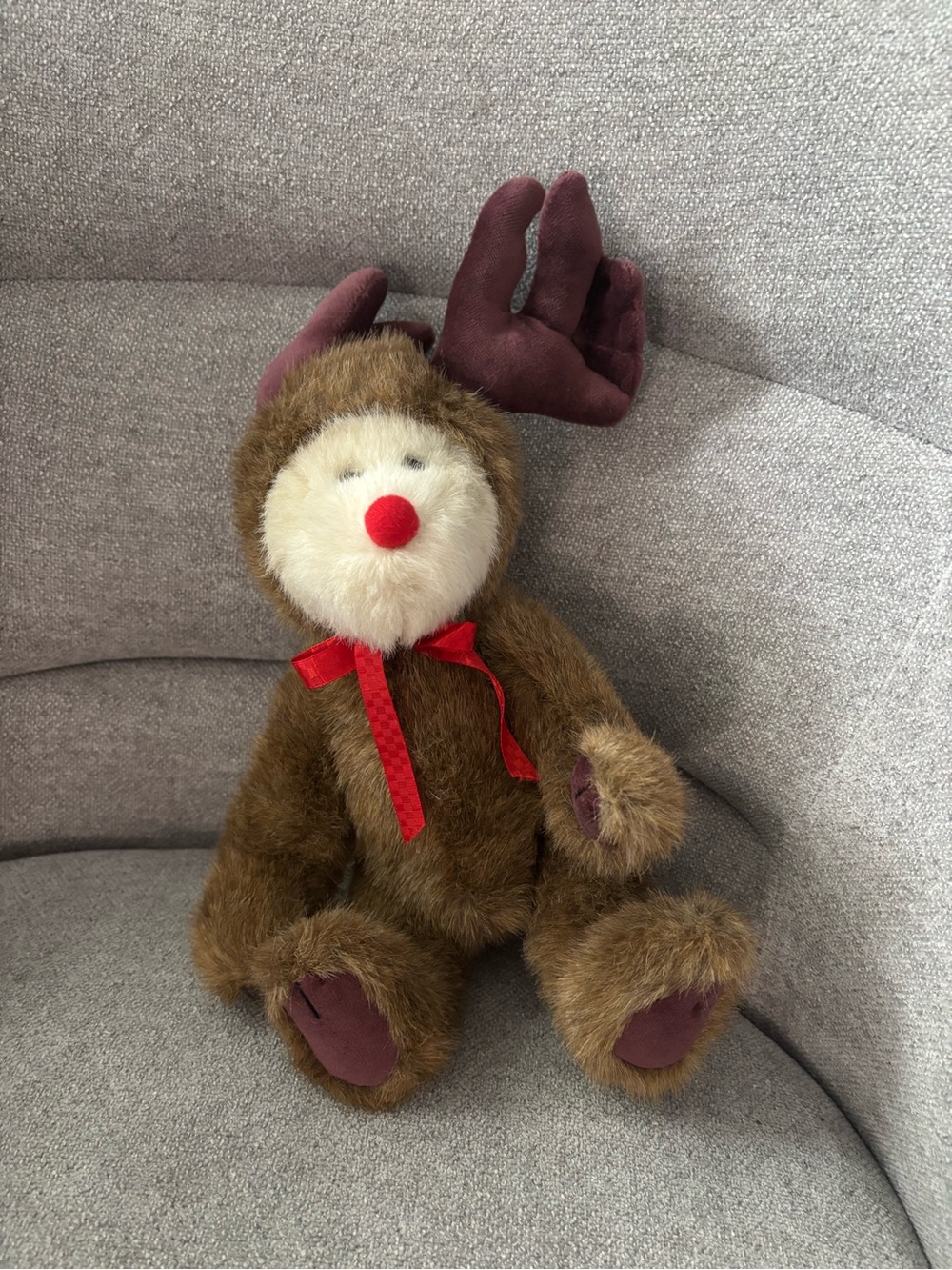 Boyds Bears Rudy Z Mooseburg Plush Teddy Bear Moose Costume Red Nose Vintage